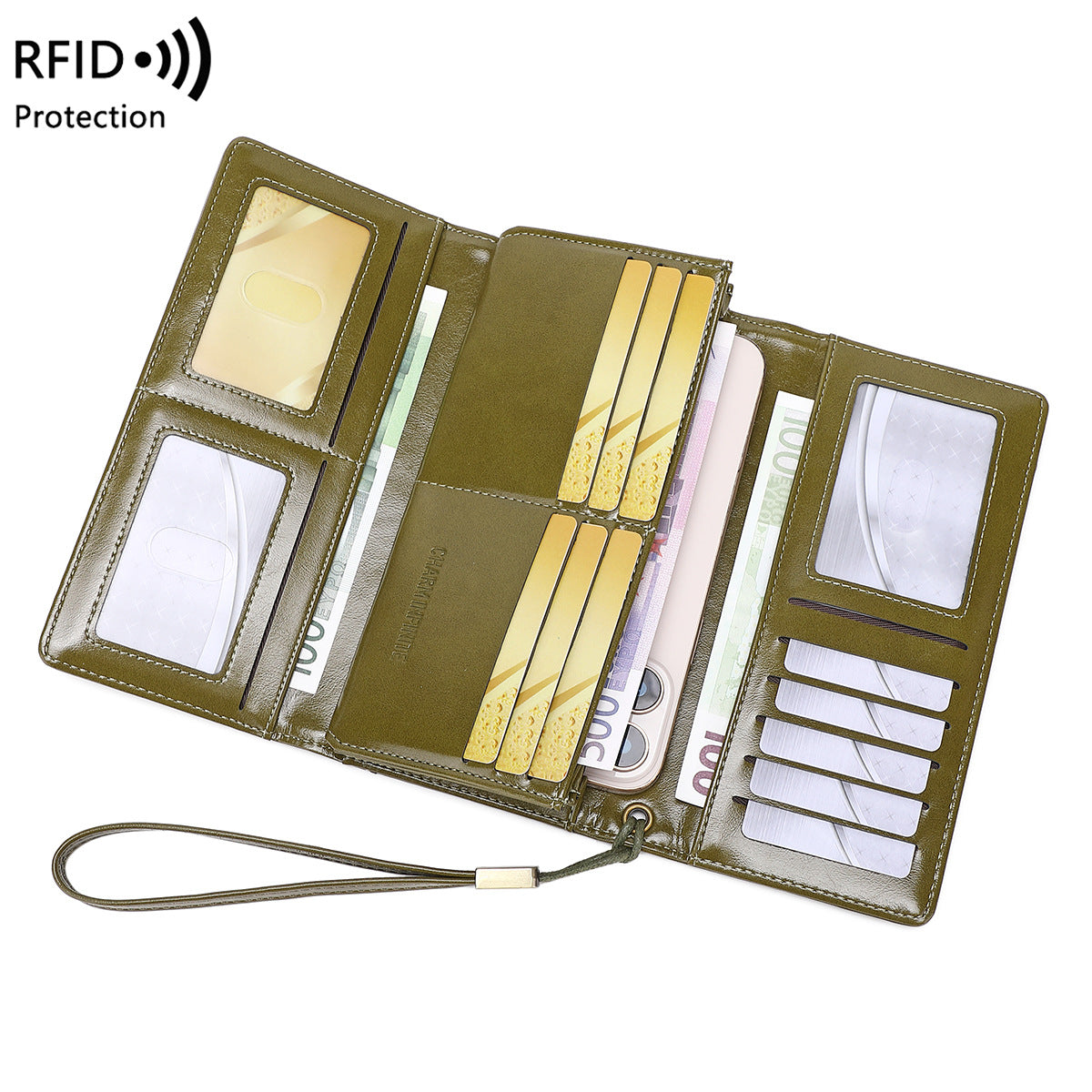 Women's Swiping Vintage Clutch Oil Wax Leather Ladies Wallet