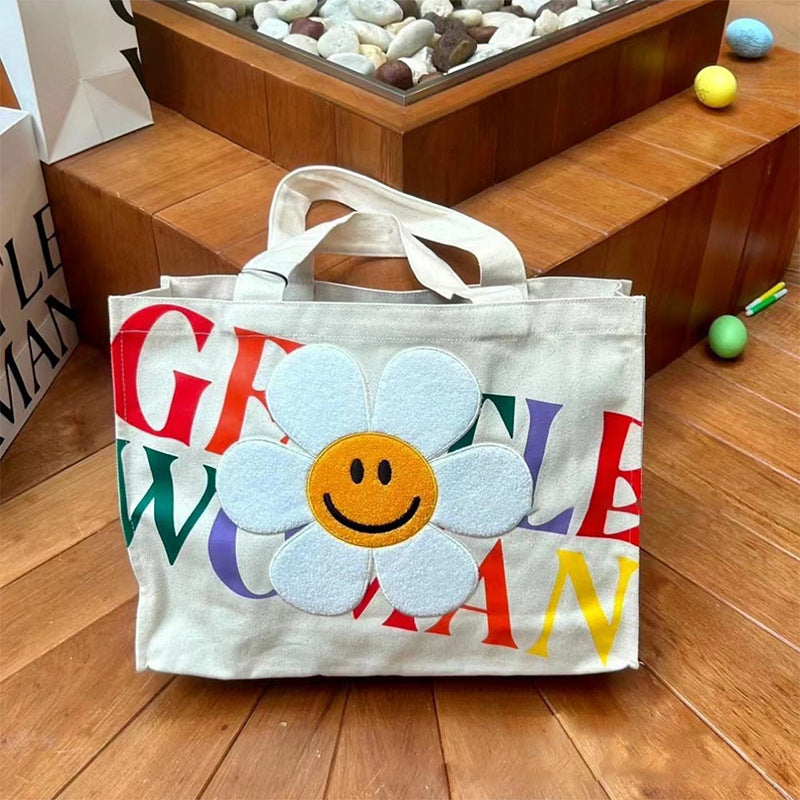 Large Capacity Canvas Fashion Rainbow Letter Travel Bags