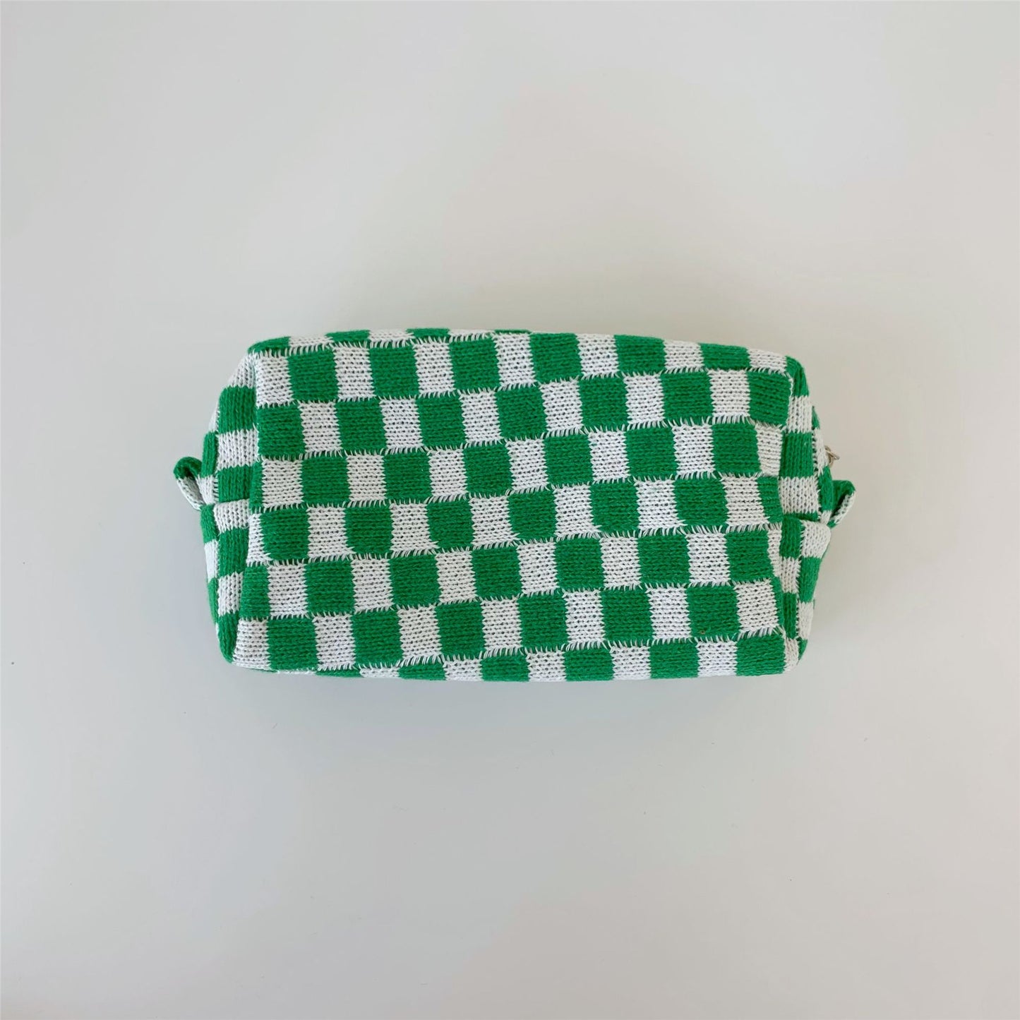 Chessboard Grid Large Capacity Knitted Storage Plaid Cosmetic Bags