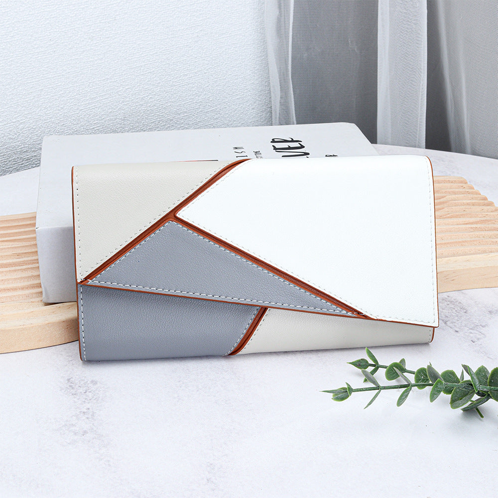 Women's Cowhide Stitching Contrast Color Large Capacity Purses