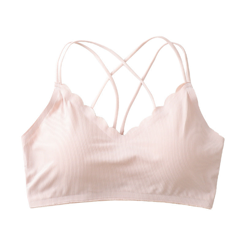 Women's Ice Silk Seamless Cross Back Tube Top Tanks Camis