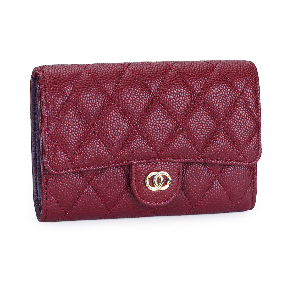 Women's Classic Style Caviar Mid-length Leather Rhombus Ladies Wallet