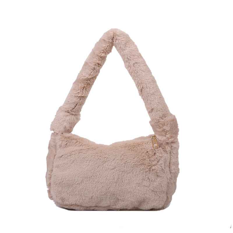 Charming Plush Underarm Female Fashion Portable Handbags
