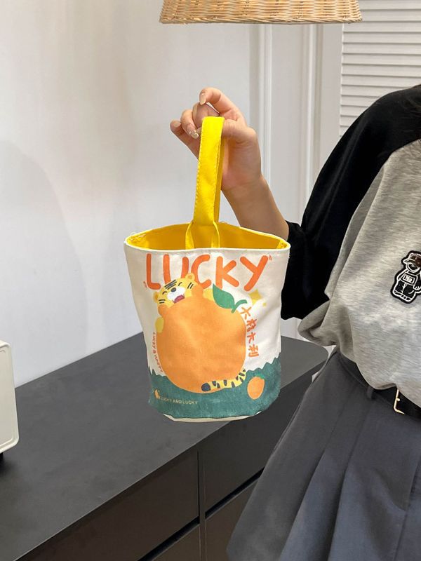 Oil Painting Style Cute Printed Portable Handbags