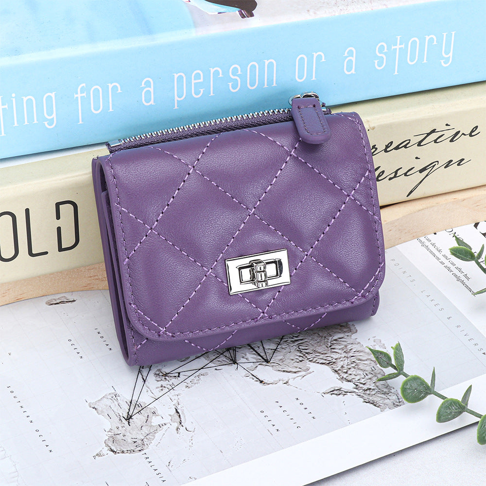 Genuine Leather Spring Short Sheepskin Banknote Ladies Wallet