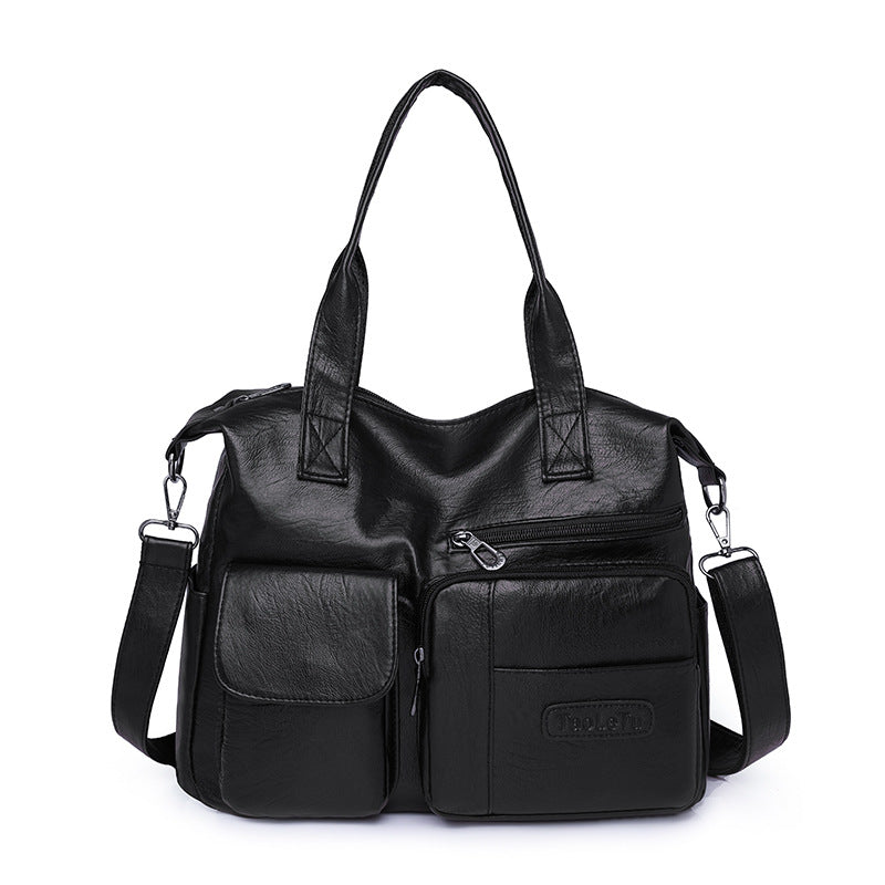 Portable Business Lychee Pattern Retro Large Women's Messenger Bag