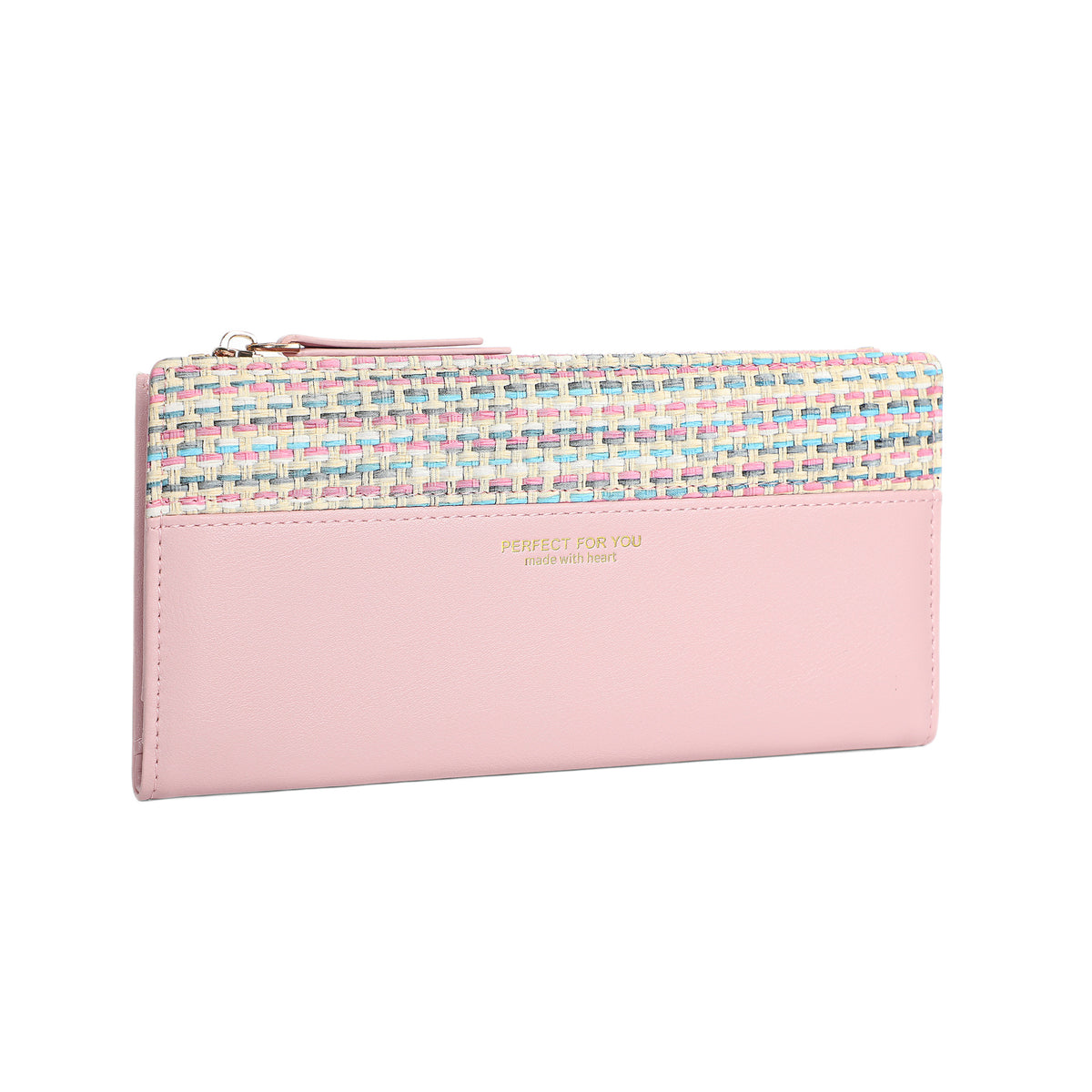 Women's Knitted Stitching Long Zipper Personality Mobile Multiple Slots Bags