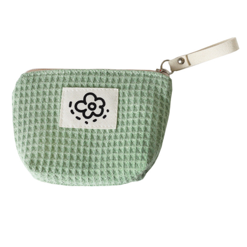 Cute Simple Waffle Storage Portable Wrist Cosmetic Bags