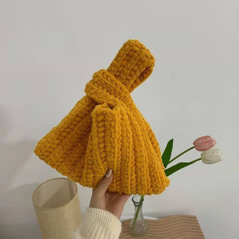 Style Wrist Hand-woven Wool Finished Crochet Handbags