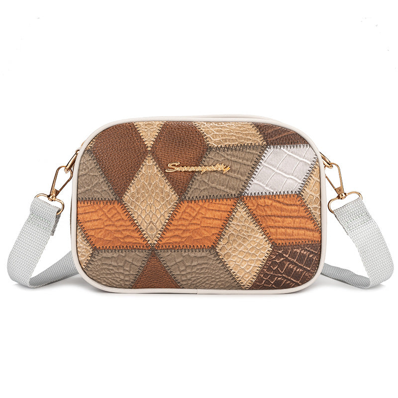 Women's Triple Zipper Versatile Fashion Popular Stitching Women's Messenger Bag