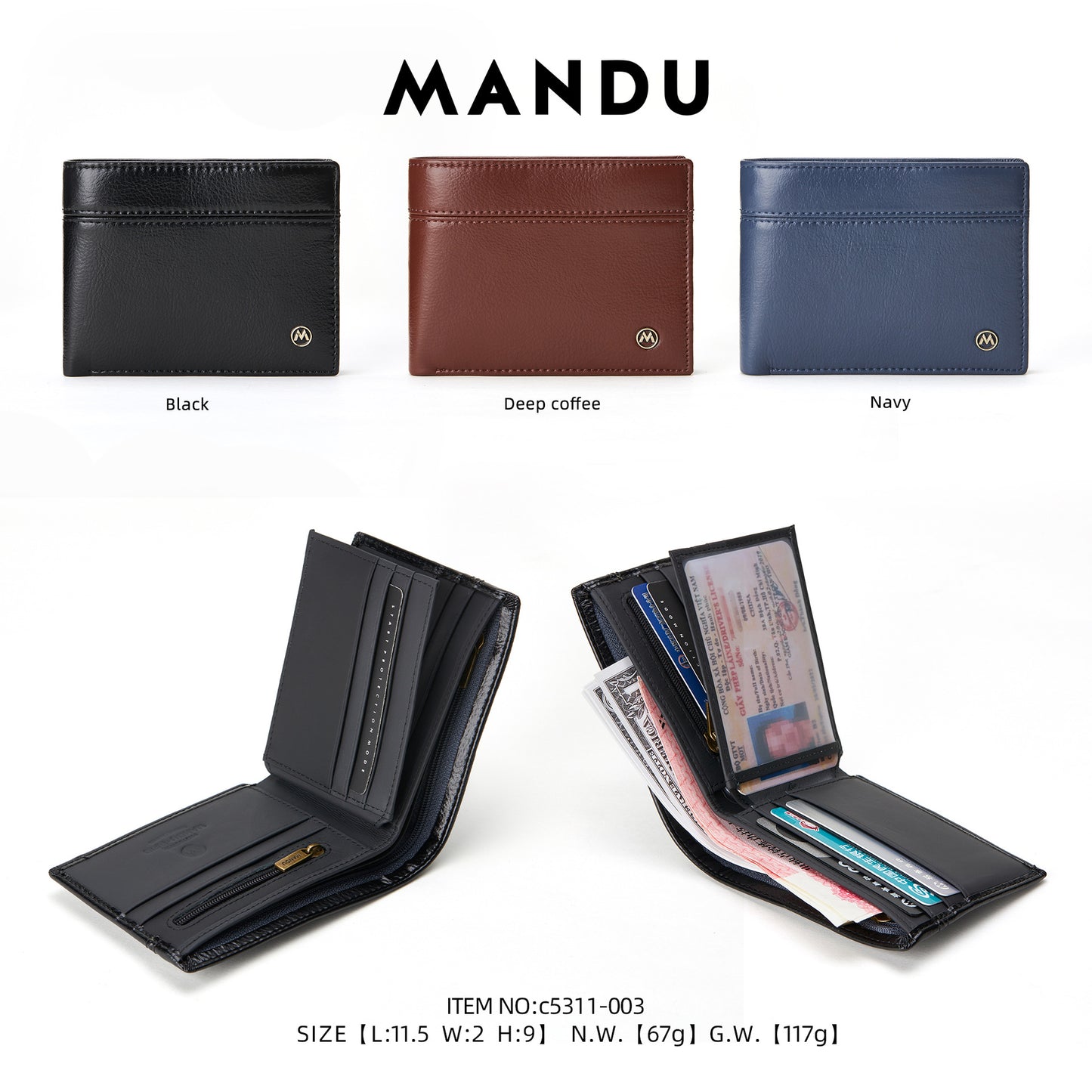 Leather For Man Two Fold Dollar Men's Wallets