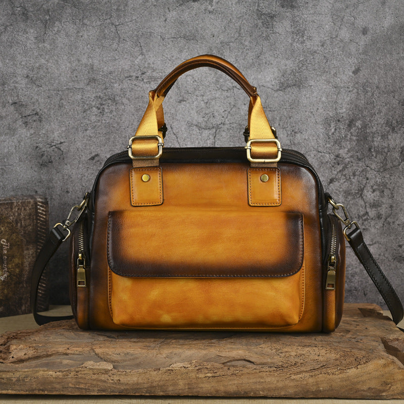 Women's First Layer Cowhide Large Capacity Handmade Women's Messenger Bag