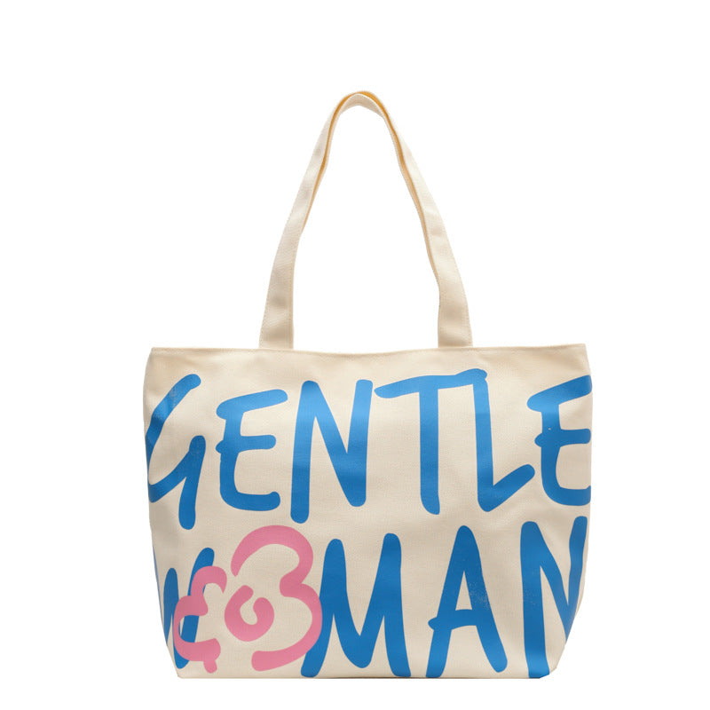 Women's Alphabet Canvas Large Capacity Art Class Women's Shoulder Bag