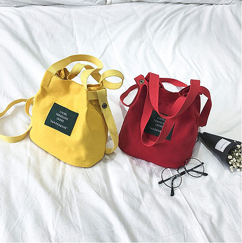 Women's Korean Style Trend Canvas Fashion Simple Bucket Bags