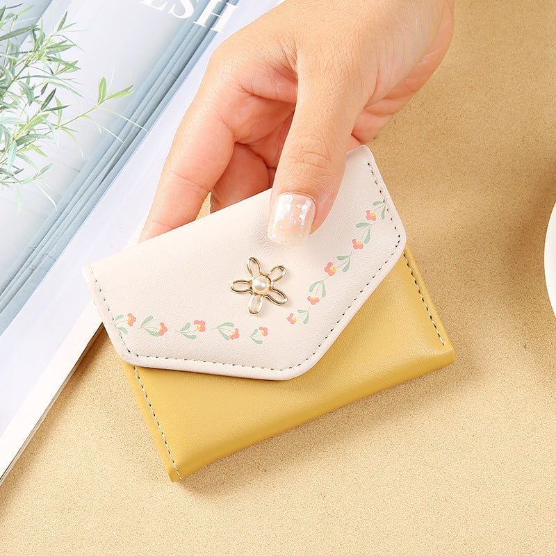 Women's Korean Style Stitching Fashion Simple Short Coin Purses