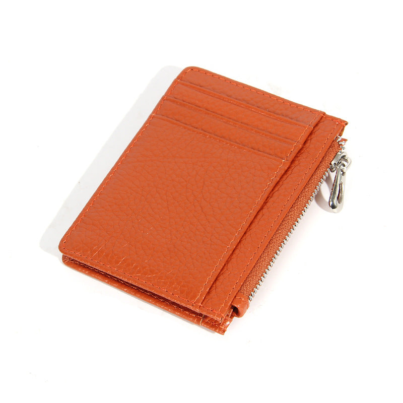 Women's & Men's & Leather Cowhide Solid-color Thin Section Card Holder