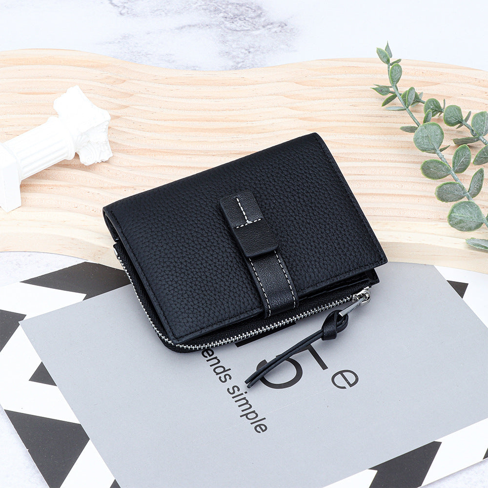 Women's Leather Short Fashion Color Contrast Thin Ladies Wallet