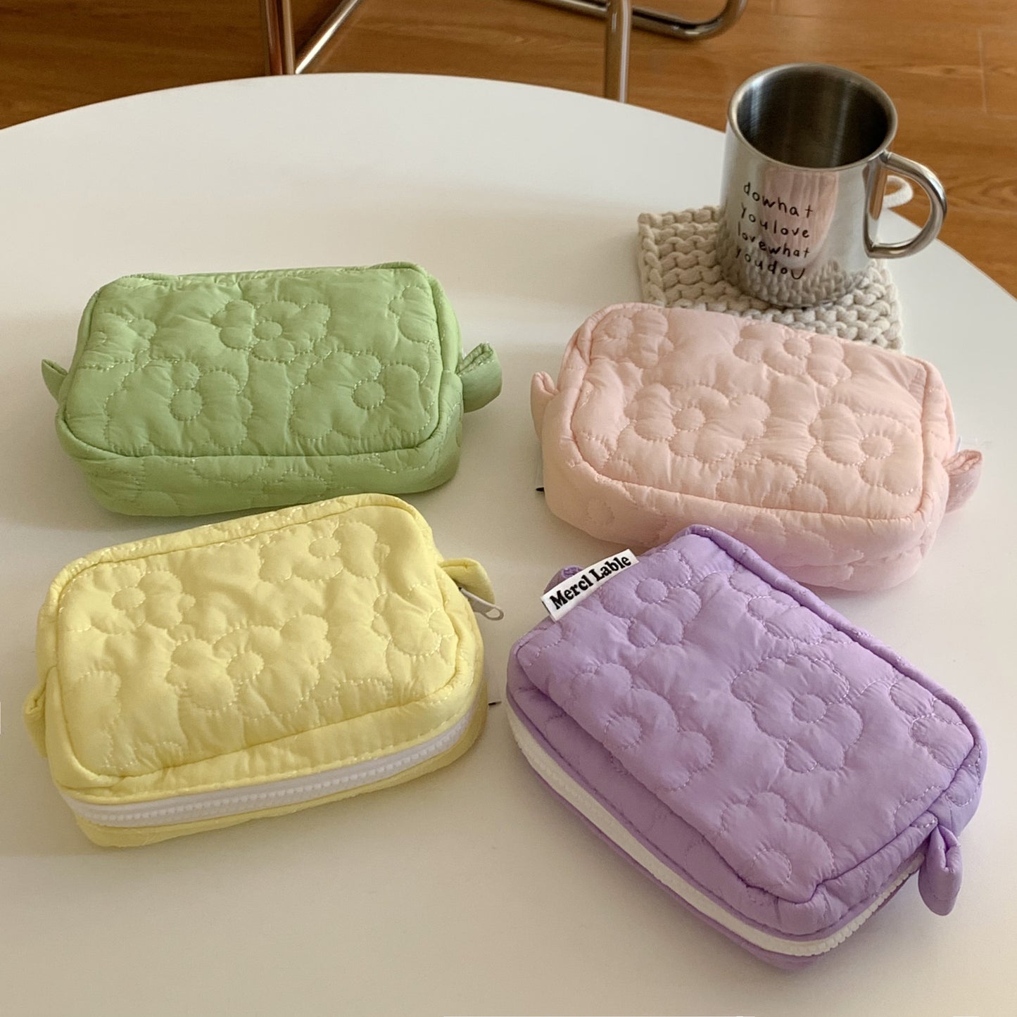 Candy Color Cute Home Storage Portable Mini Cotton Cosmetic Bags