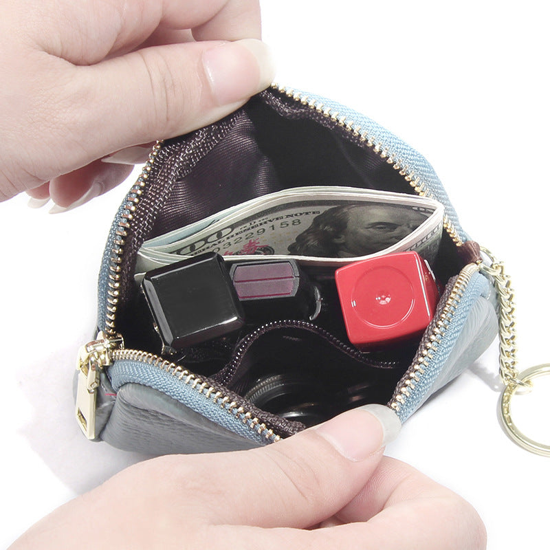 Women's Layer Cowhide Candy Color Storage Mini Coin Purses