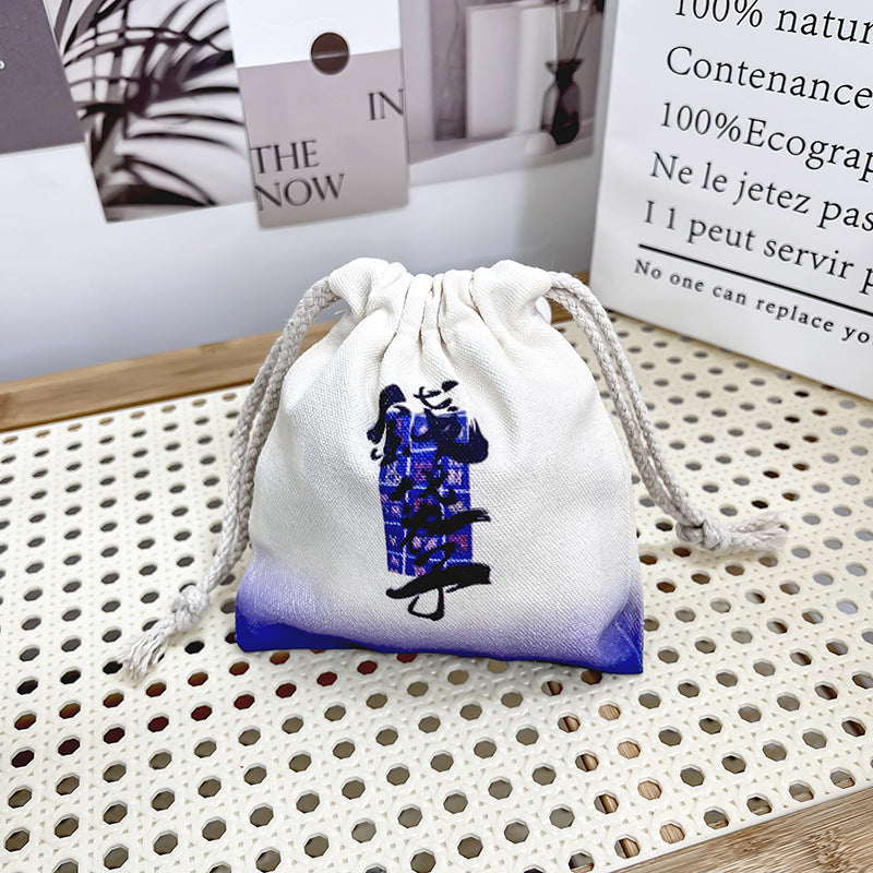 Artistic Canvas Drawstring Buggy Wedding Gifts Bags