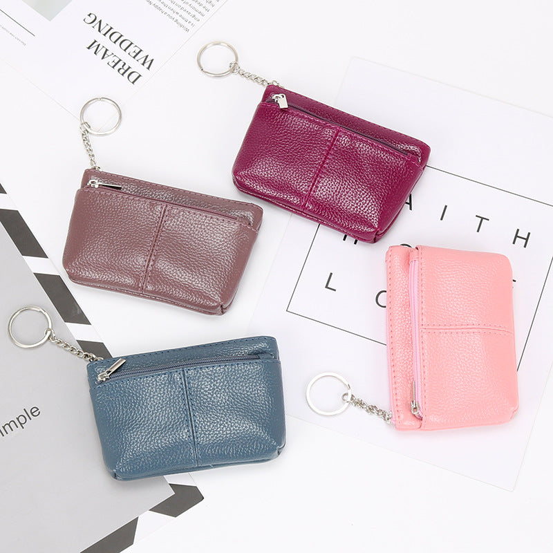 Women's Authentic Leather Tactile Feel Short Zip Coin Purses