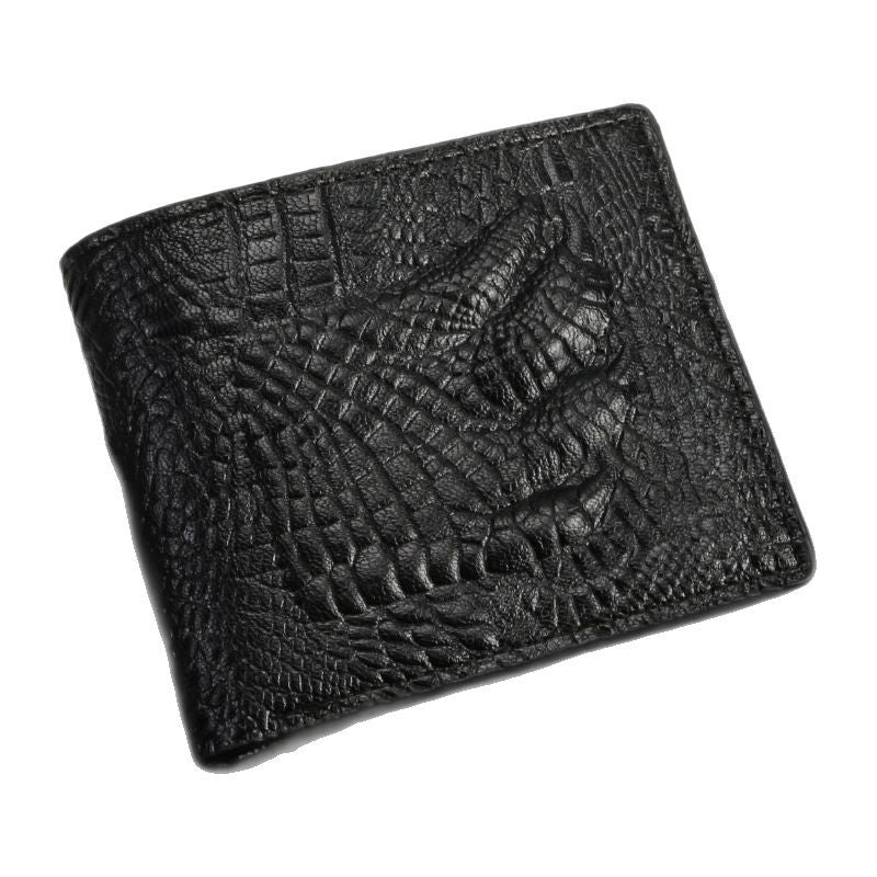 Men's Vintage Oil Wax Leather Crocodile Three-dimensional Men's Wallet