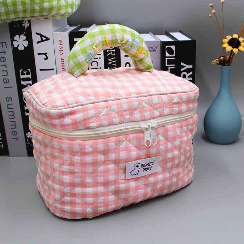 Large Capacity Fresh Pencil Embroidered Compartment Cosmetic Bags