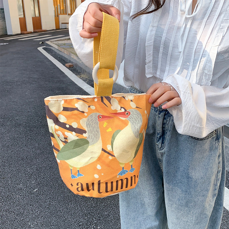 Cartoon Canvas Female Lunch Box Ethnic Handbags
