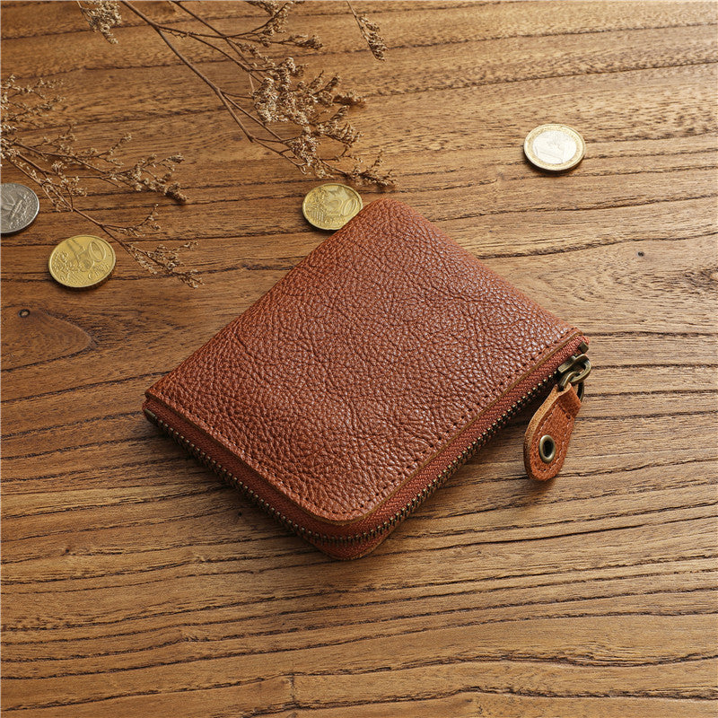 Men's Vintage Vegetable Tanned Cowhide Short Horizontal Ladies Wallet
