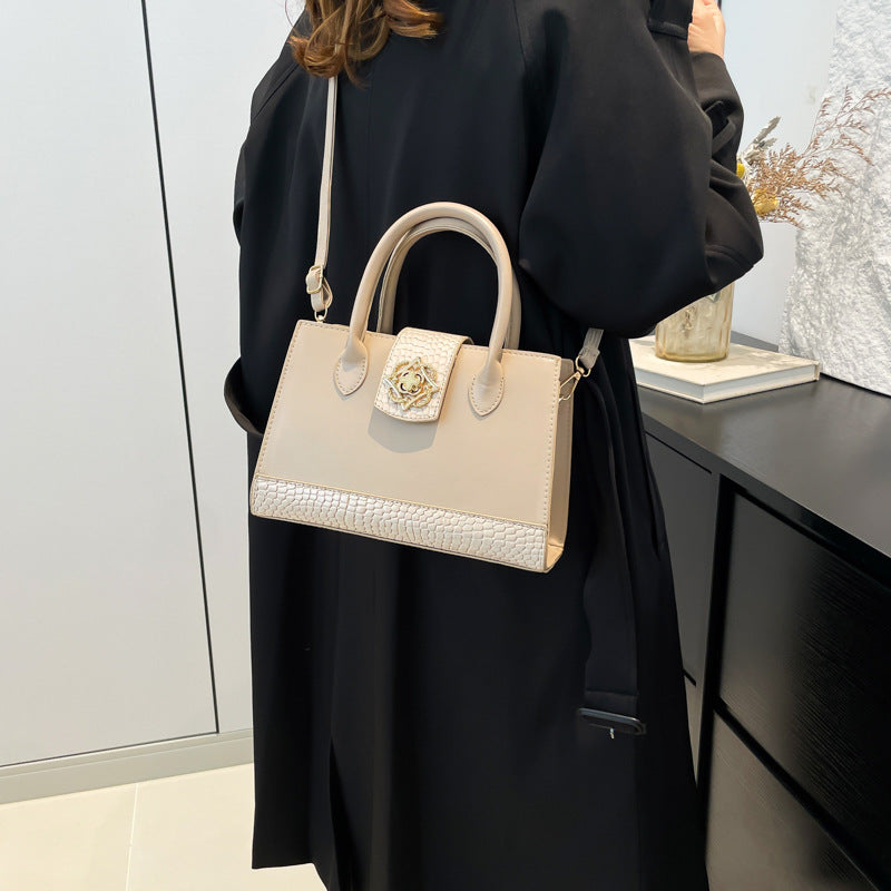 Fashion Crocodile Pattern Stitching Texture Elegant Large Women's Shoulder Bag