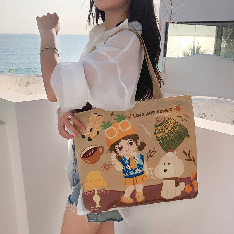 Women's Canvas Large Capacity Korean Style Commuter Women's Shoulder Bag