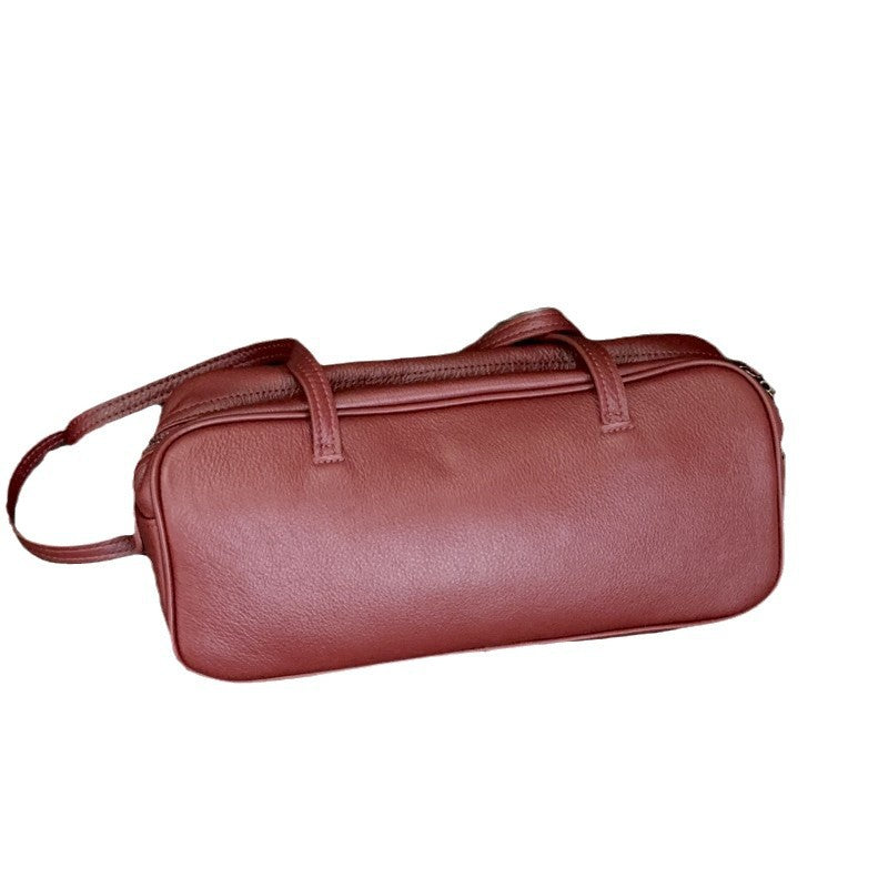 Women's Leather Fashionable Retro Underarm Large Capacity French Handbags