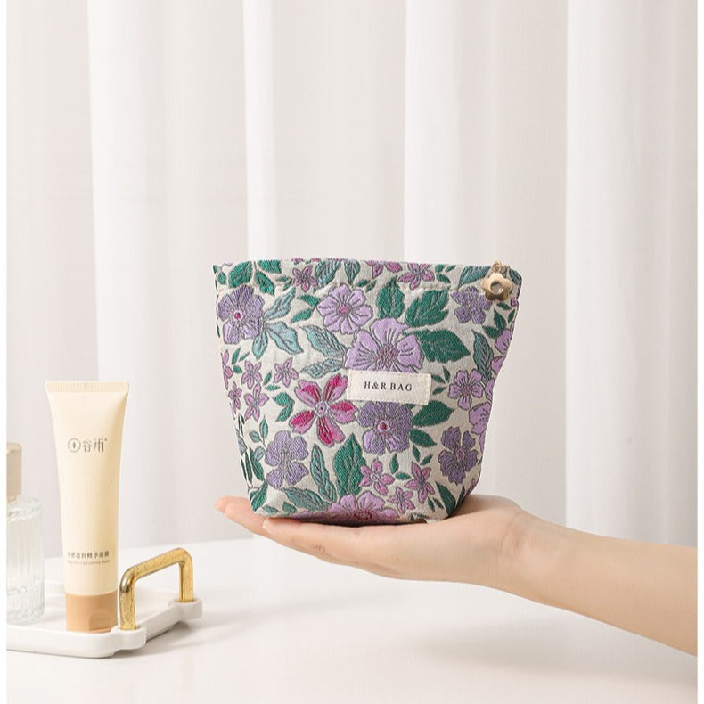 Embroidery Hand-held Portable Canvas Storage Skin Handbags