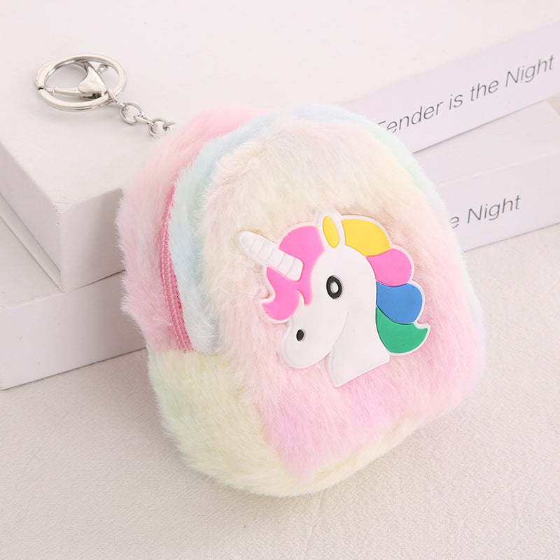 Korean Unicorn Plush Portable Headset Storage Ladies Wallet