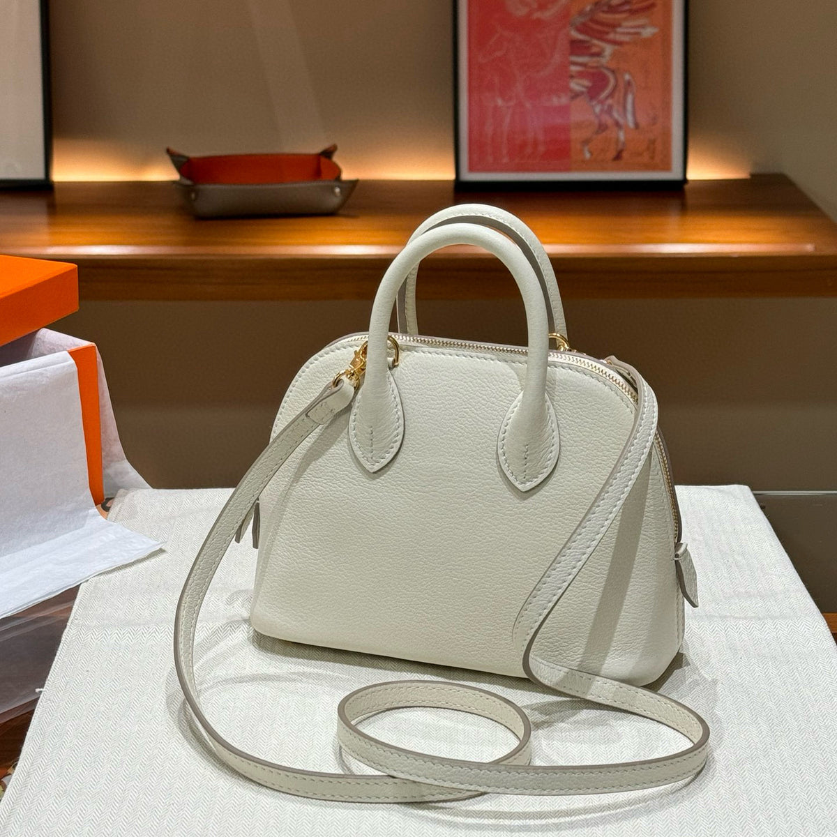 Mini Genuine Leather Goat Pattern Bowling Shell High-grade Bags