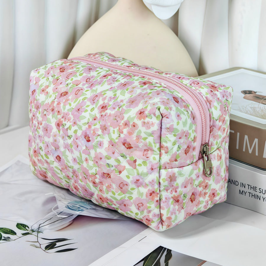 Bear Printing Vertical Large Capacity Portable Pillow Cosmetics Makeup Bag