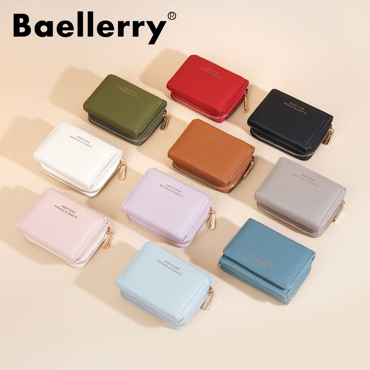 Women's Short Female Zipper Lychee Pattern Fashion Coin Purses