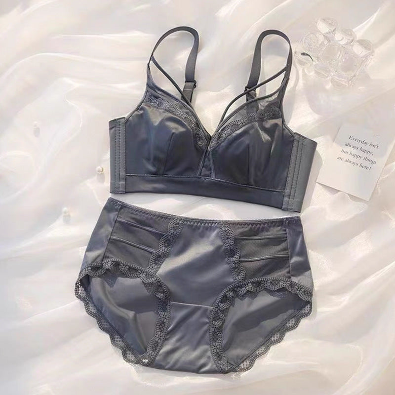 Women's Rabbit Mug Push-up Thin No Wire Accessory Breast Lingerie Sets