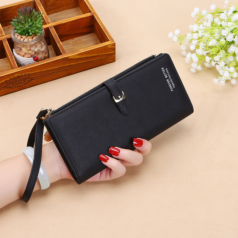 Women's Korean Solid Color Large Capacity Wrist Ladies Wallets