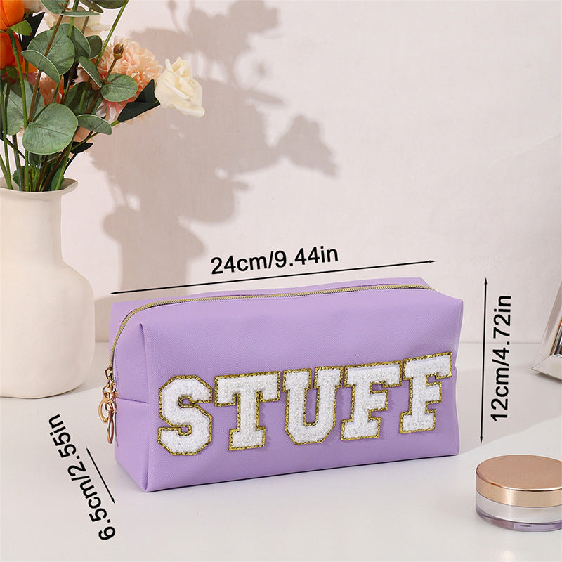 Towel Embroidery Letter Octagonal Storage Portable Cosmetic Bags