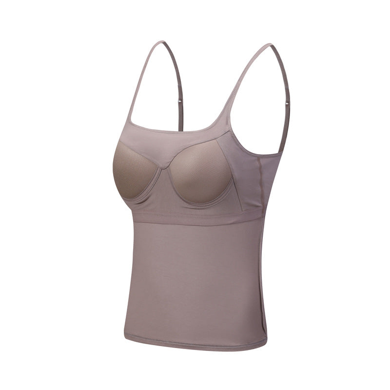 Women's Chest Pad Camisole One-piece Black Cup Cover White Tanks Camis