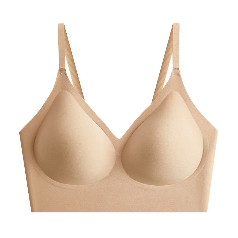 Women's Invisible Seamless Underwear One-piece Padded Cup Small Breast Push Bras