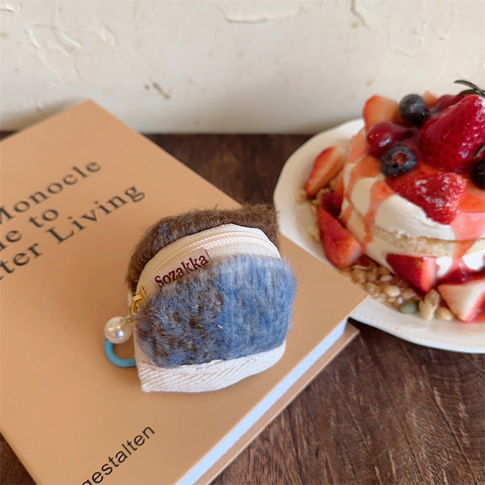 Cute Plush Woolen Soft Cloth Shell Cosmetic Bags