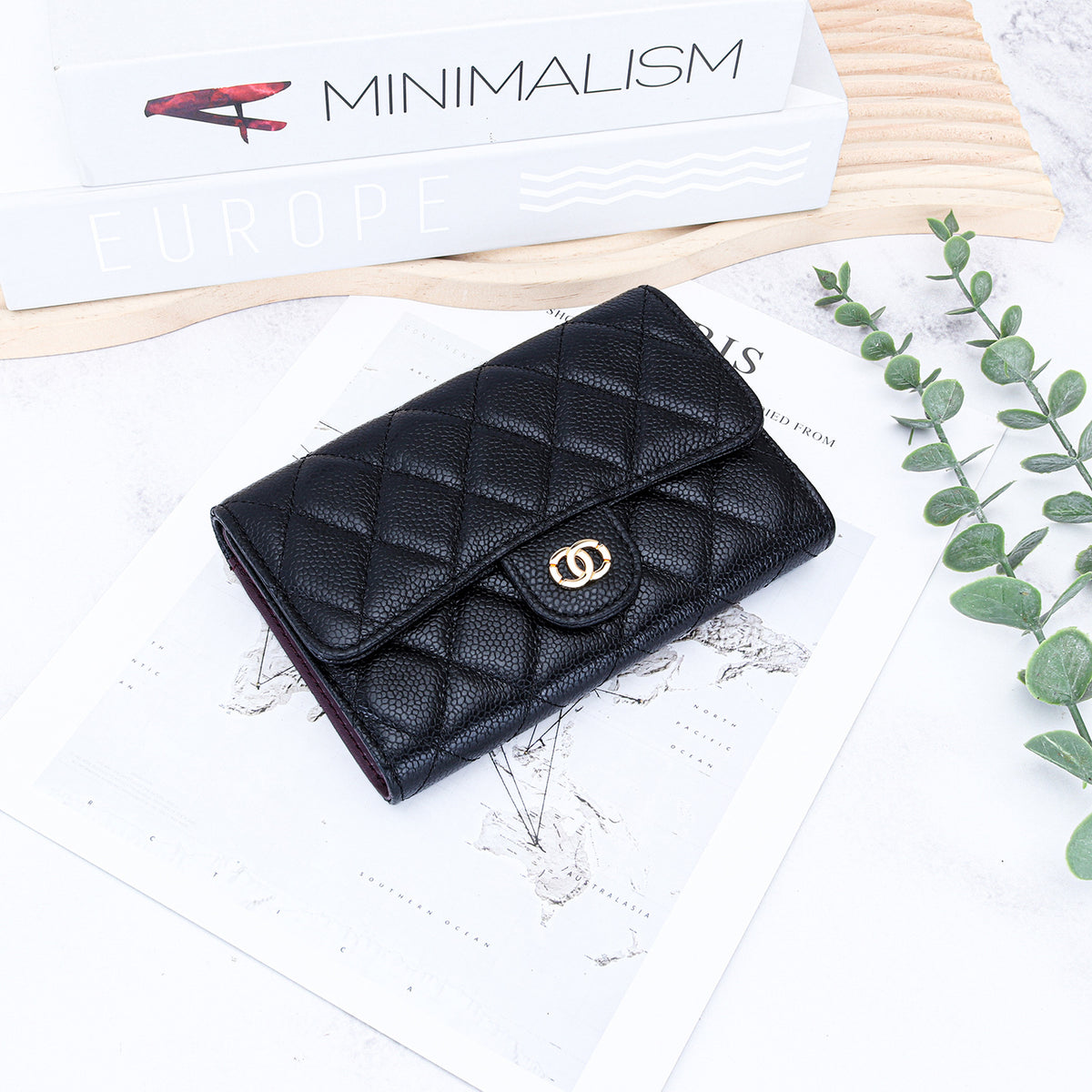 Women's Classic Style Caviar Mid-length Leather Rhombus Ladies Wallet
