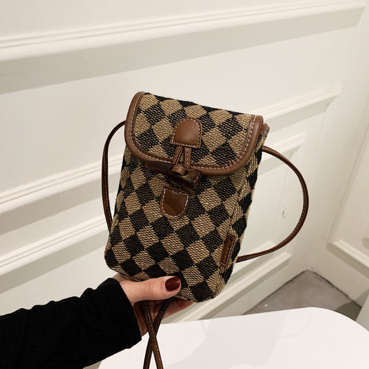 Women's Popular Fashionable Plaid Mobile Design Shoulder Bags