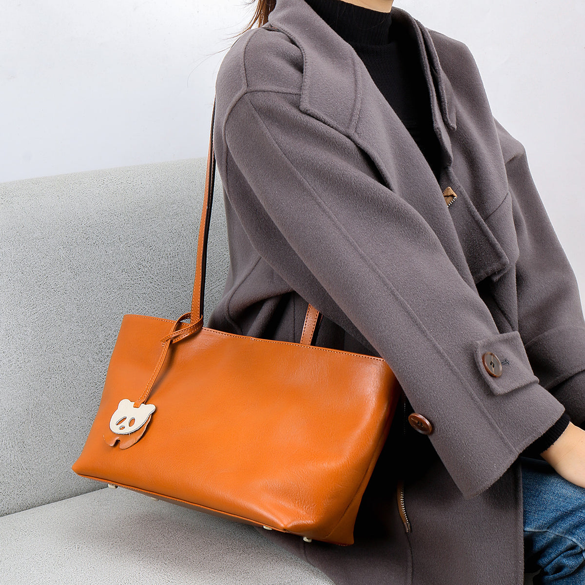 Women's Vegetable Tanned Leather Cow Genuine Underarm Niche Retro Soft Large Women's Messenger Bag