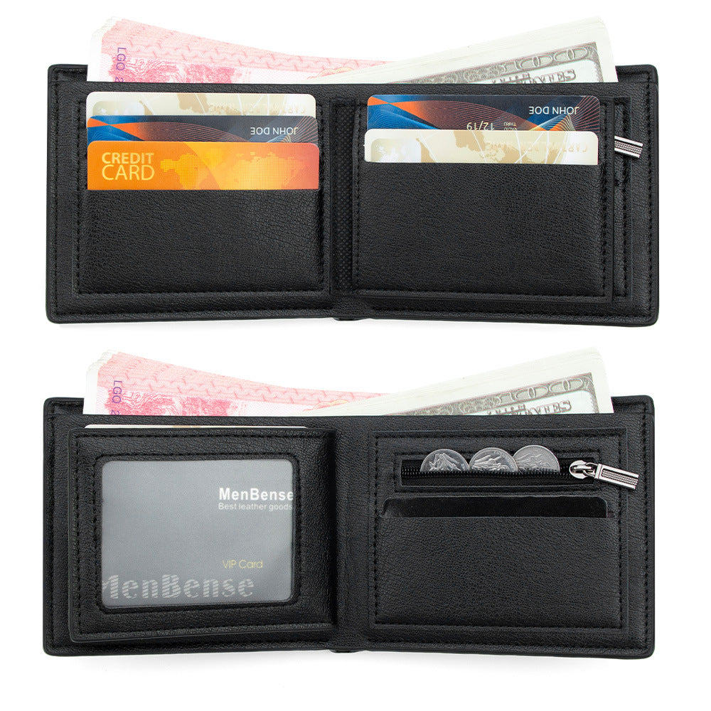 Men's Short Simple Multifunctional Multiple Slots Zipper Purses
