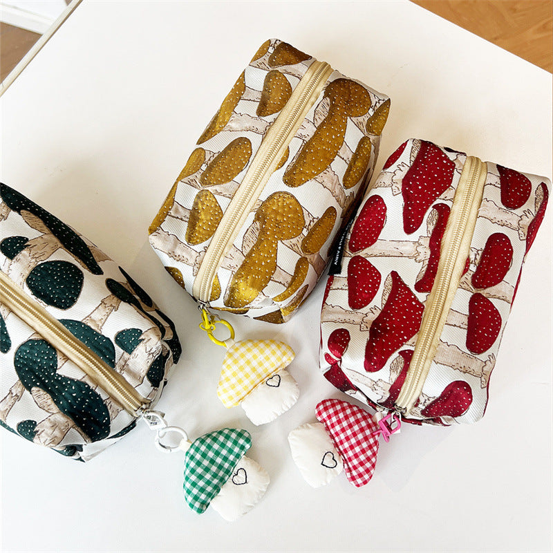 Niche Cute Mushroom With Toiletry Portable Large Makeup Bag