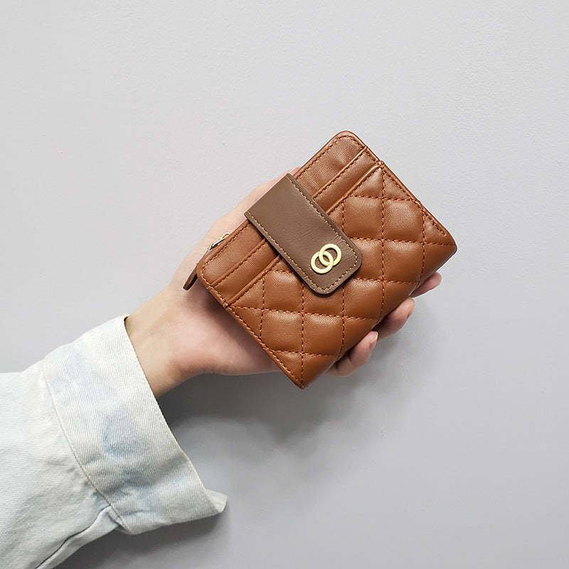 Women's Short Textured Multiple Slots One Female Coin Purses