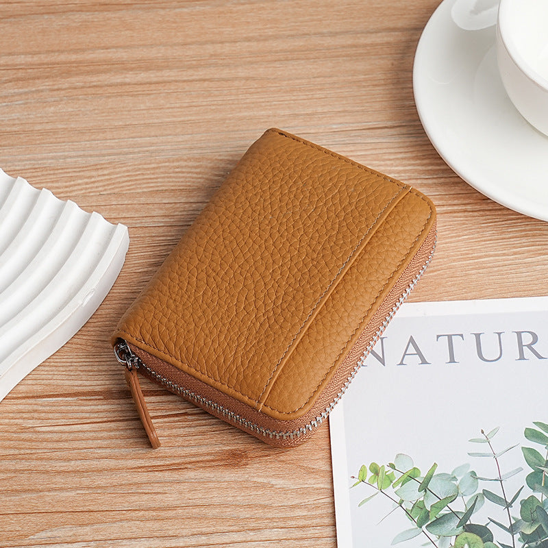 Women's & Men's & Multifunctional Leather Organ Clamp Cowhide Card Holder